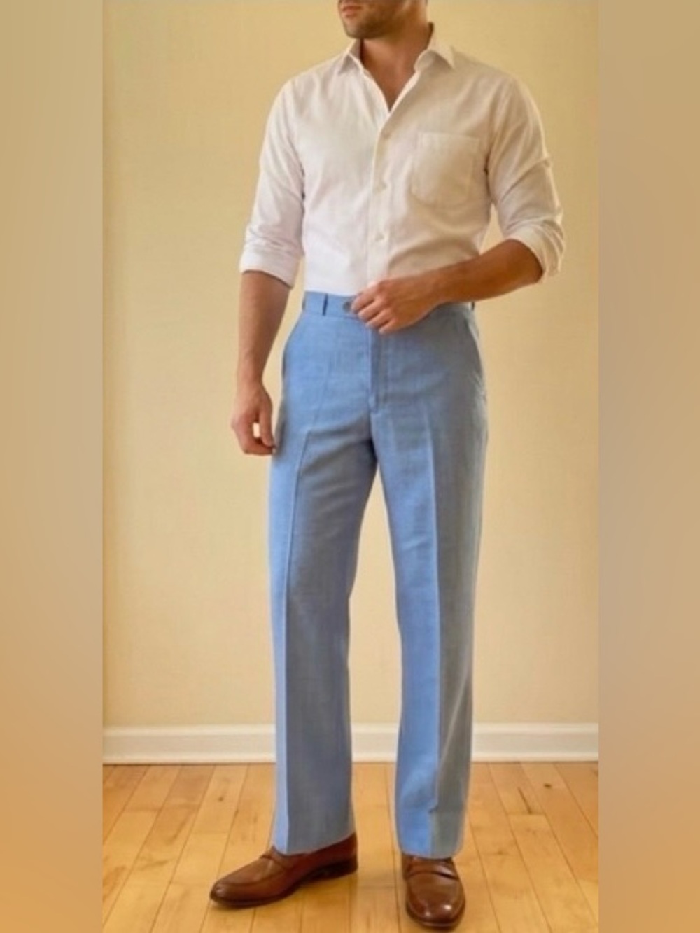 Vintage Light Blue Tailored Dress Pants Trousers